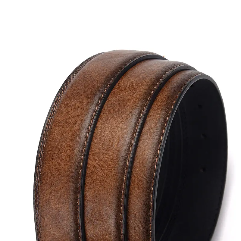 Men's Brown Leather Belt with Silver Buckle - Image 7