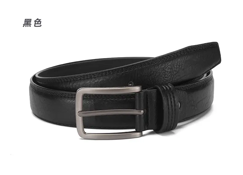 Men's Brown Leather Belt with Silver Buckle — feature 2