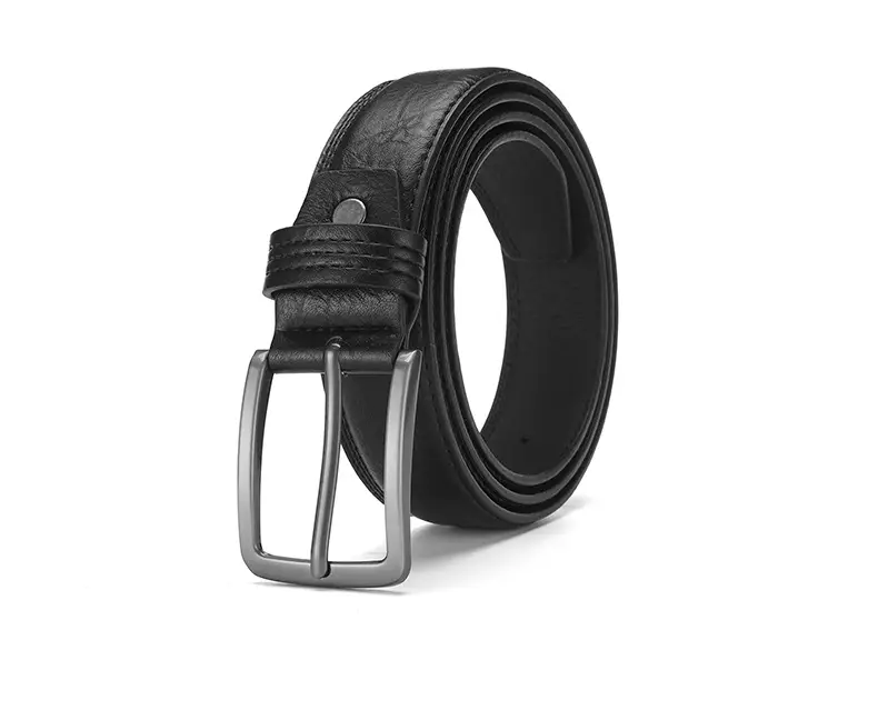 Men's Brown Leather Belt with Silver Buckle — feature 3
