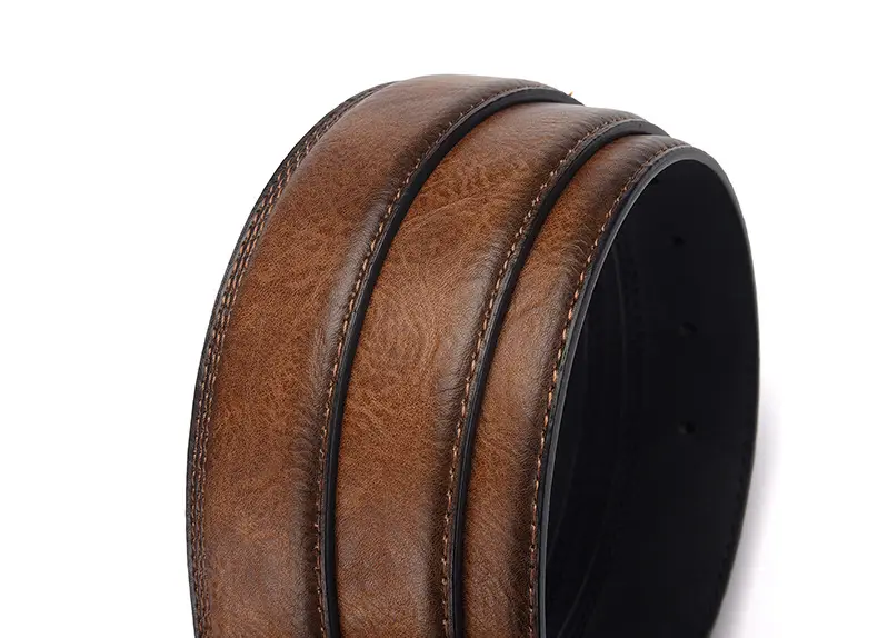 Men's Brown Leather Belt with Silver Buckle — feature 8