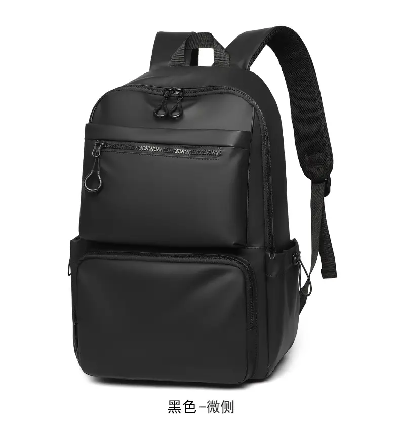 Cross-Border Leather Film Solid Color Computer Bag Casual Casual Multi-Layer Pocket Large Capacity Backpack 15.6inch Notebook Bag — feature 21