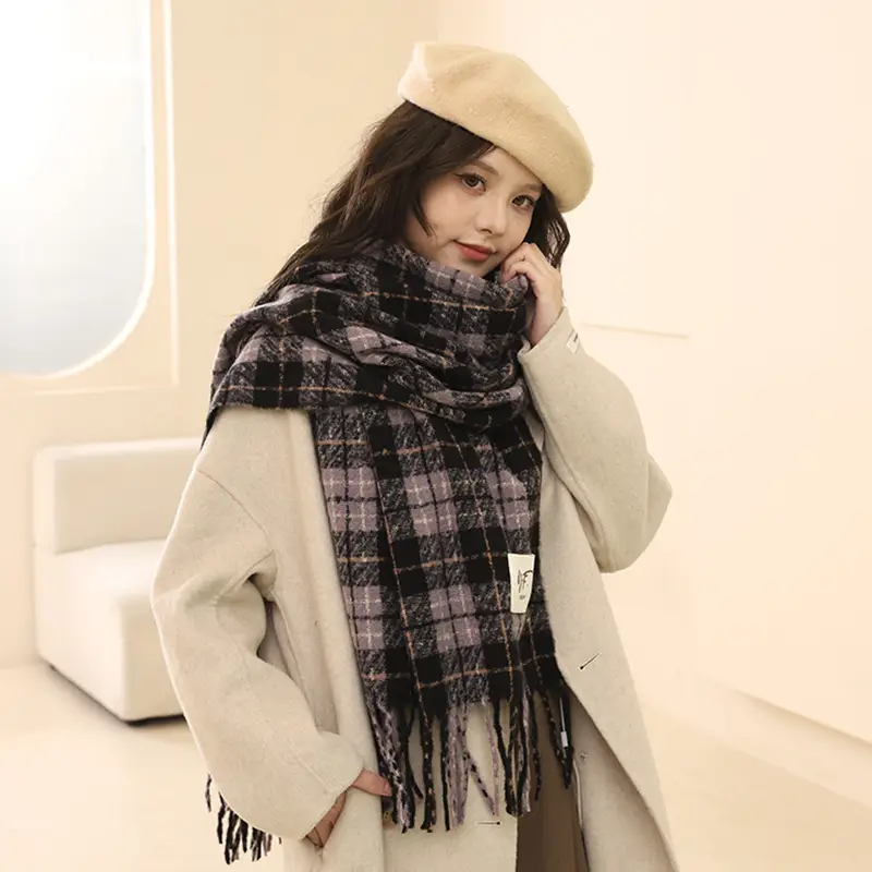 Korean Style Faux Cashmere Scarf for Women Winter 2026 - Image 3