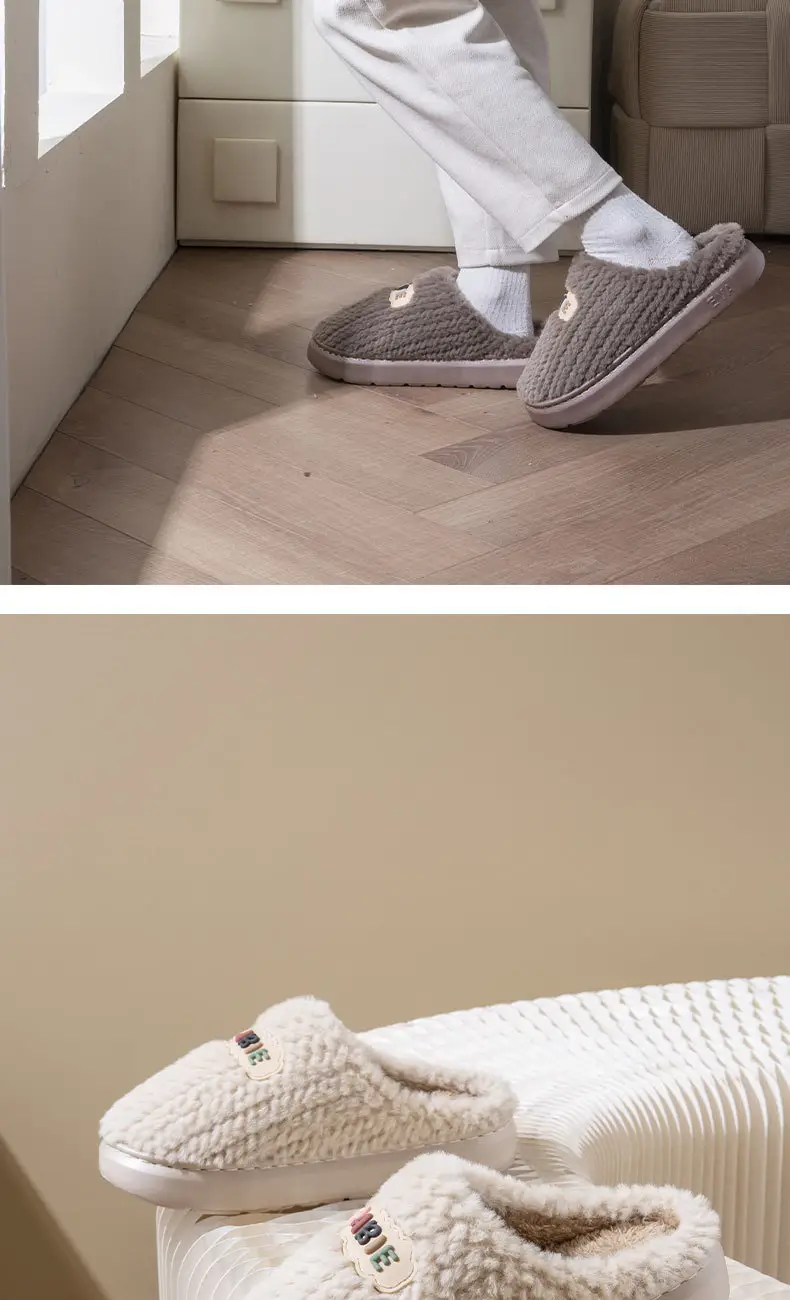 Mao Mao Cotton Slippers Women's Autumn and Winter Couple Home 2024 New Thick Bottom Non-slip fleece-lined Warm Men's Slippers — feature 10