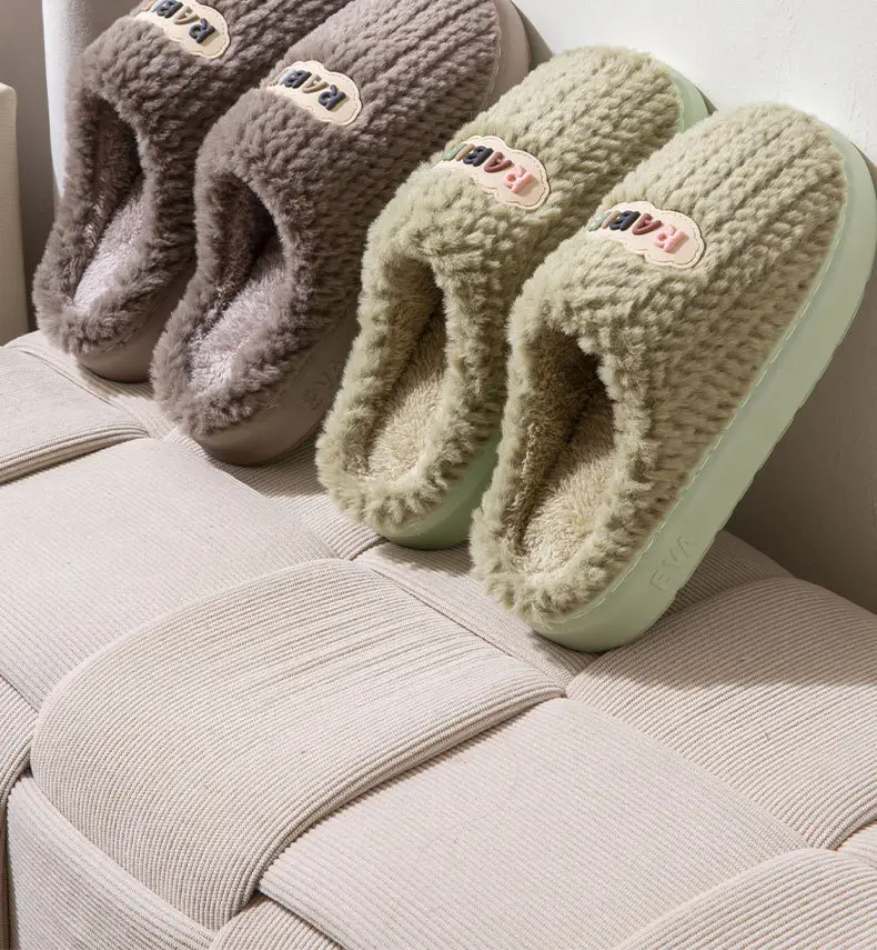 Mao Mao Cotton Slippers Women's Autumn and Winter Couple Home 2024 New Thick Bottom Non-slip fleece-lined Warm Men's Slippers — feature 16