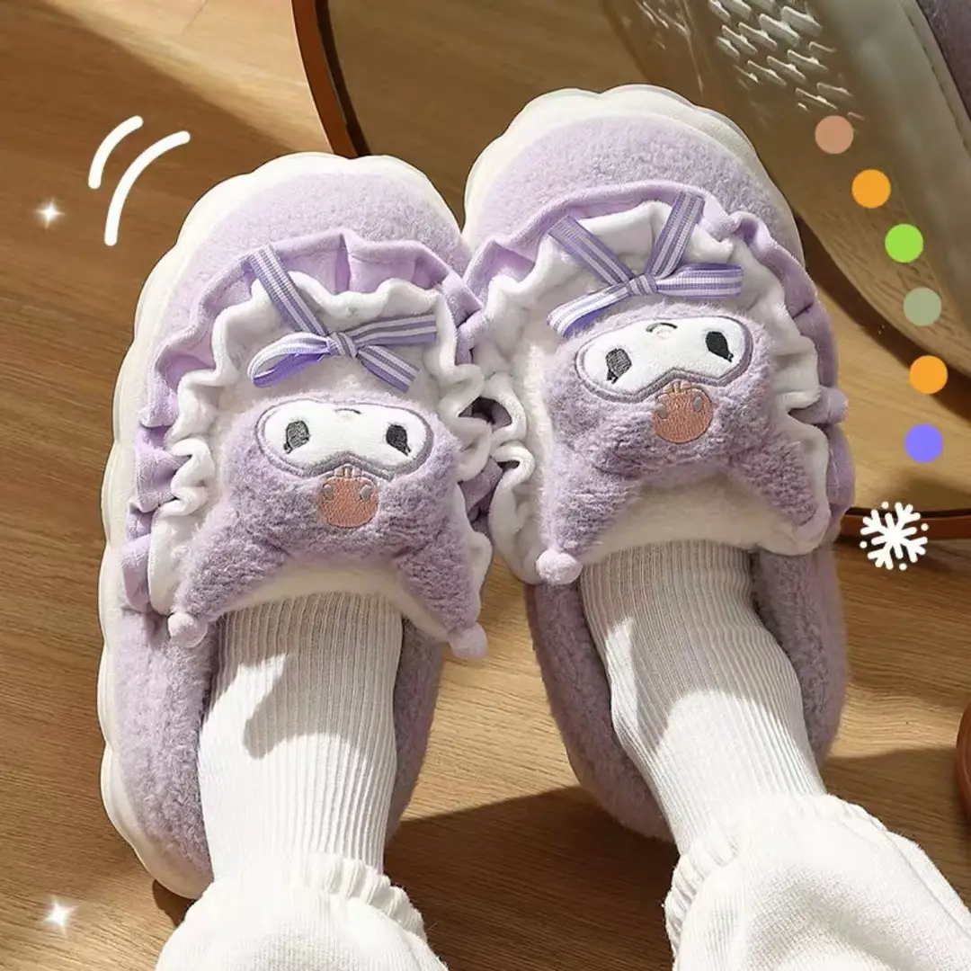 Cute pudding dog cotton slippers women autumn and winter new thick bottom student home dormitory non-slip warm cotton slippers