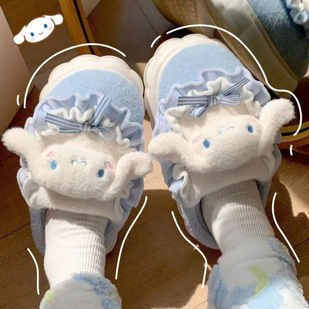 Cute pudding dog cotton slippers women autumn and winter new thick bottom student home dormitory non-slip warm cotton slippers