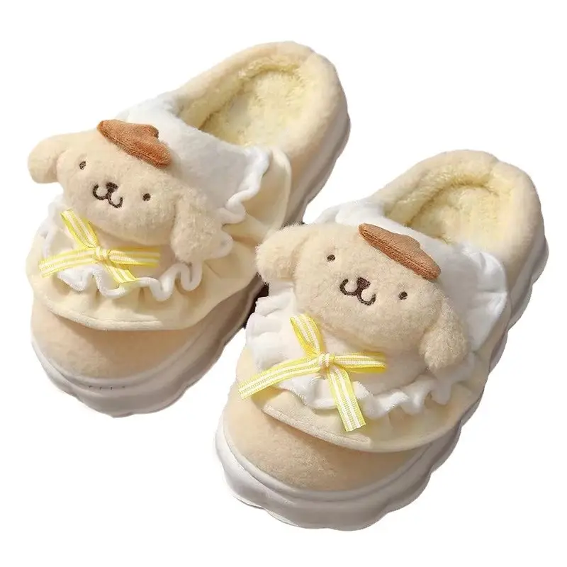 Cute pudding dog cotton slippers women autumn and winter new thick bottom student home dormitory non-slip warm cotton slippers