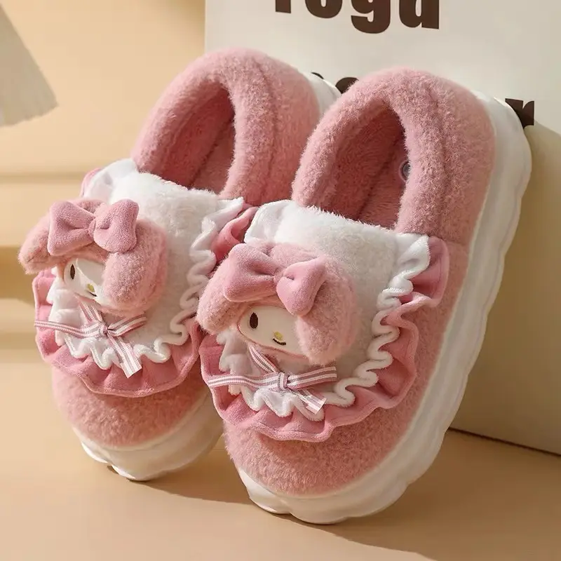 Cute pudding dog cotton slippers women autumn and winter new thick bottom student home dormitory non-slip warm cotton slippers