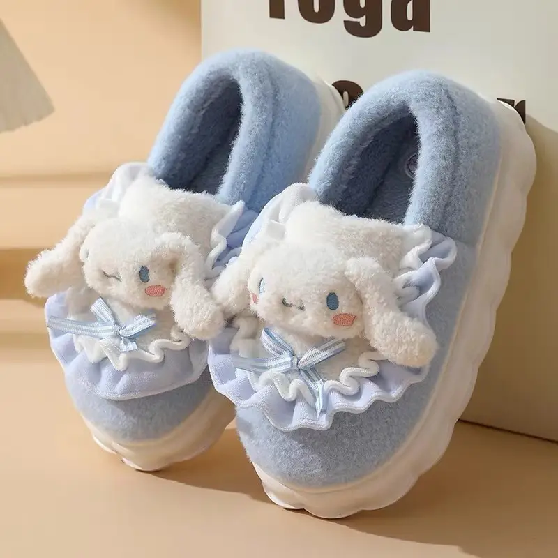 Cute pudding dog cotton slippers women autumn and winter new thick bottom student home dormitory non-slip warm cotton slippers