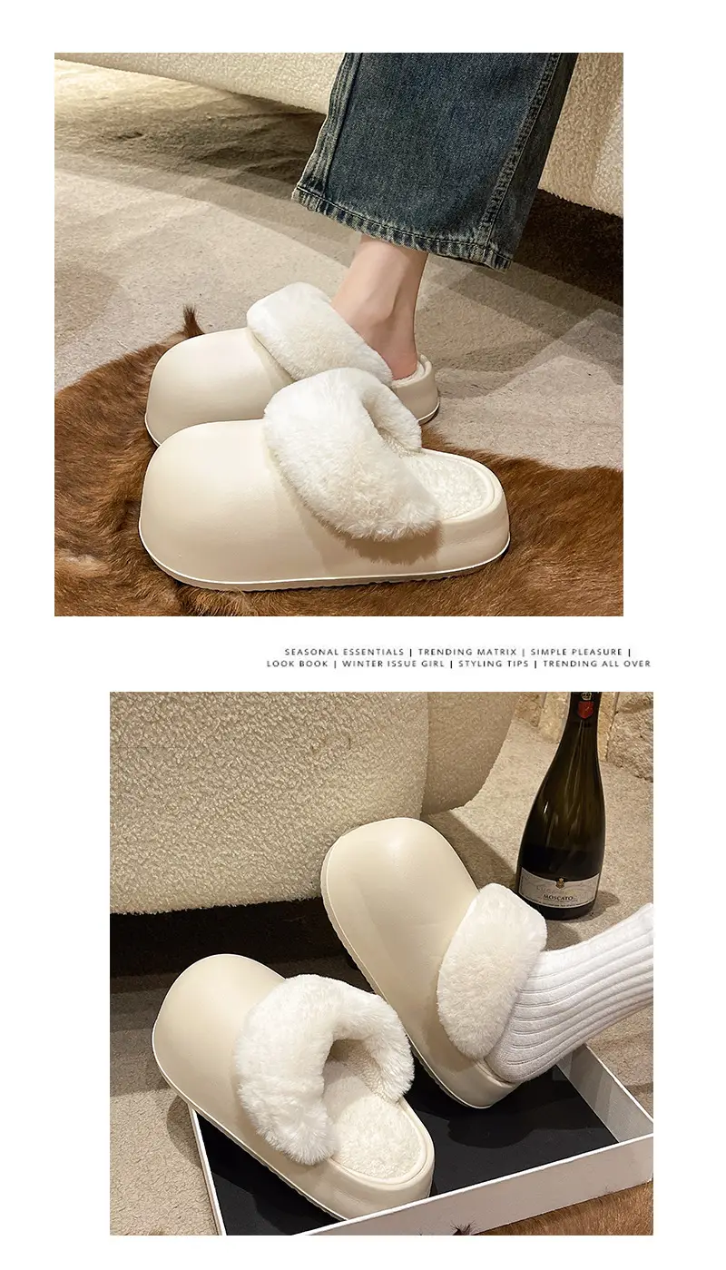 6CM thick-soled Birkenan shoes women's waterproof removable and washable cotton slippers winter non-slip outer wear warm home bread month — feature 8