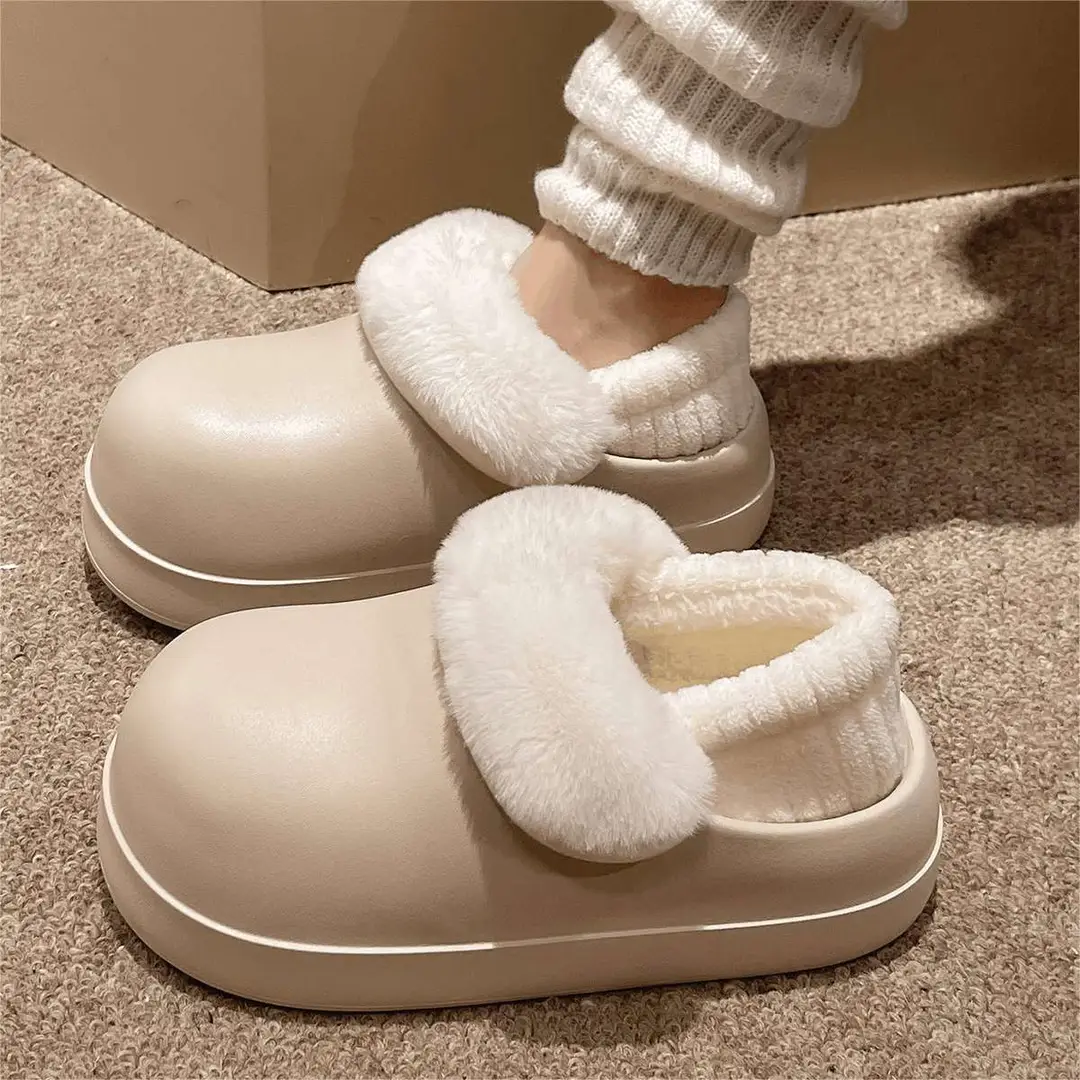 6CM thick-soled Birkenan shoes women's waterproof removable and washable cotton slippers winter non-slip outer wear warm home bread month - Image 6