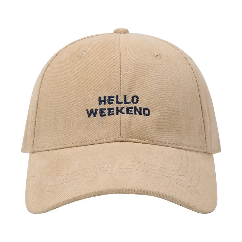 Women's Hello Weekend Letter Cap Beige Baseball - Image 12