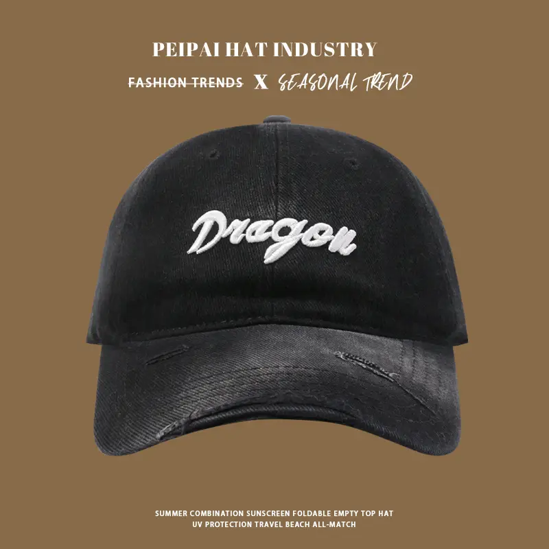 Dragon Embroidered Black Baseball Cap — feature 4