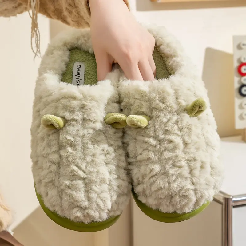 Cotton Slippers for Women 2026 New Autumn and Winter Home Indoor Warm Shoes Thick-Soled Couples Men's Plush Slippers