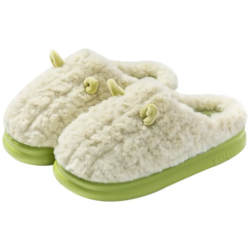 Cotton Slippers for Women 2026 New Autumn and Winter Home Indoor Warm Shoes Thick-Soled Couples Men's Plush Slippers