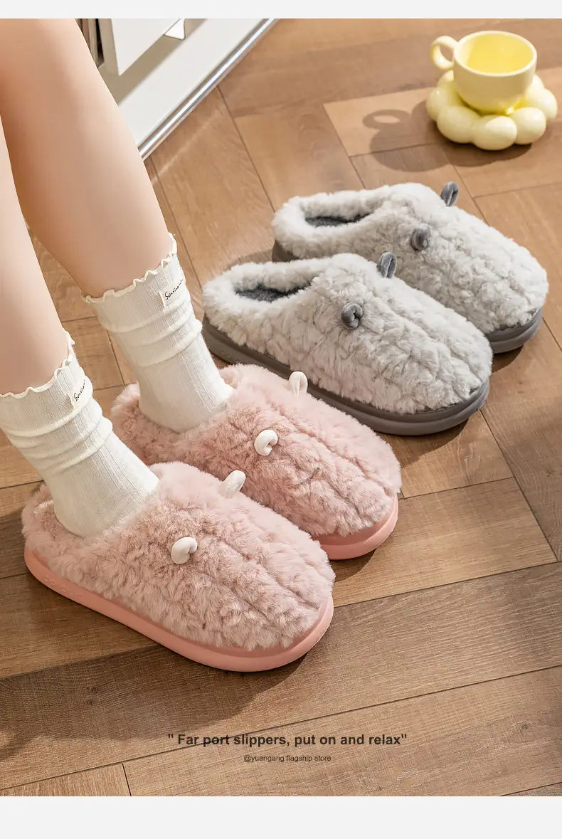 Cotton Slippers for Women 2026 New Autumn and Winter Home Indoor Warm Shoes Thick-Soled Couples Men's Plush Slippers — feature 11