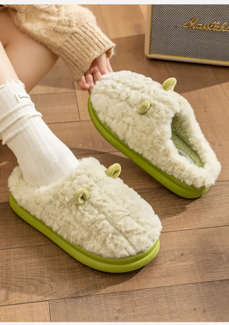 Cotton Slippers for Women 2026 New Autumn and Winter Home Indoor Warm Shoes Thick-Soled Couples Men's Plush Slippers — feature 12