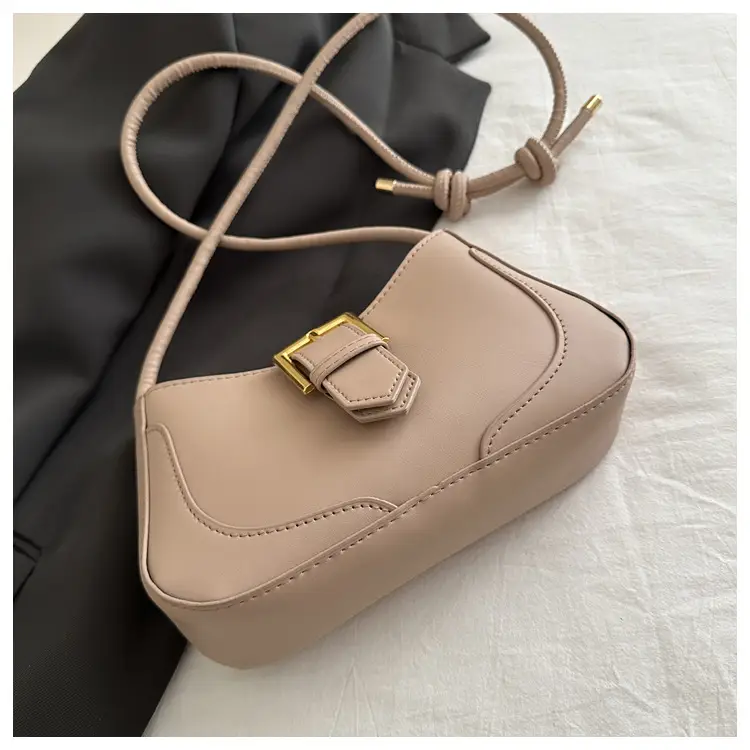Women's White Crossbody Bag with Gold Buckle — feature 14
