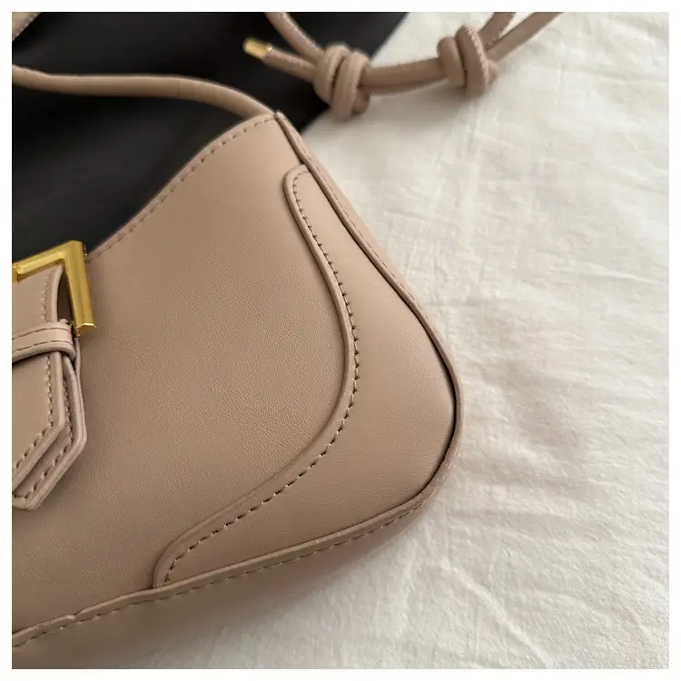 Women's White Crossbody Bag with Gold Buckle — feature 16