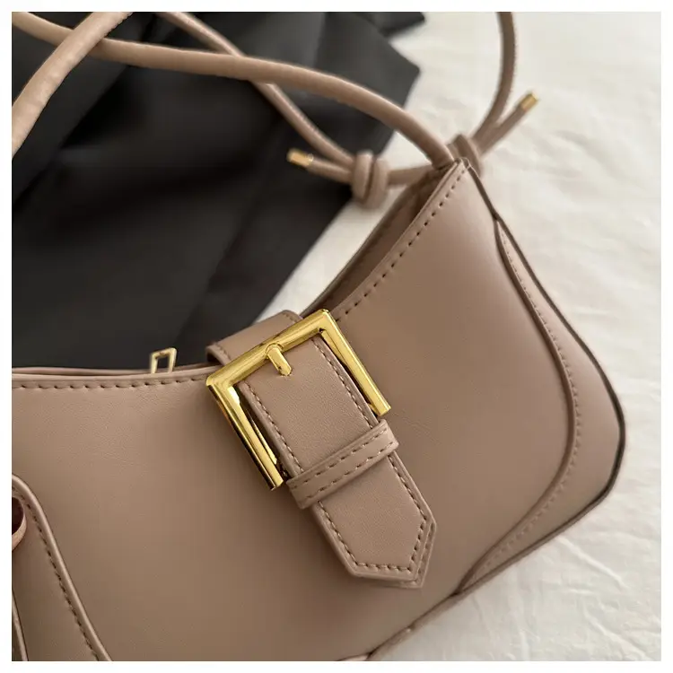 Women's White Crossbody Bag with Gold Buckle — feature 17