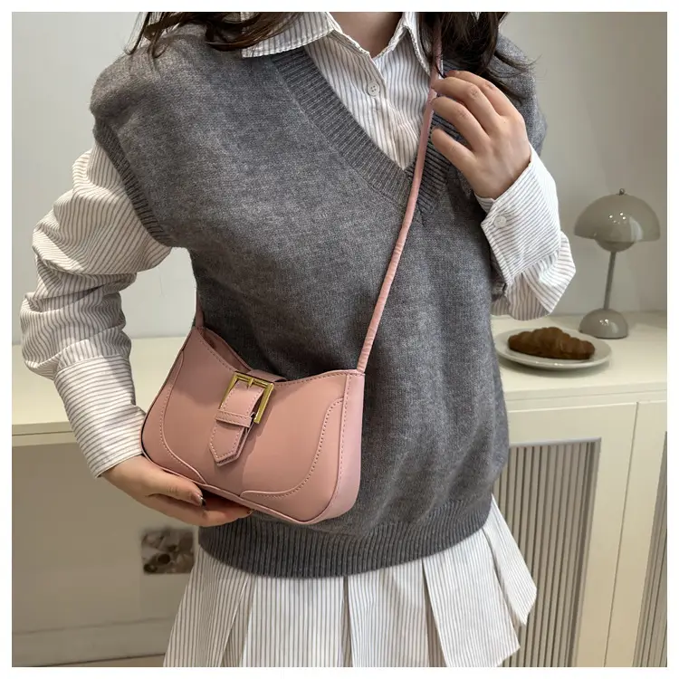 Women's White Crossbody Bag with Gold Buckle — feature 22