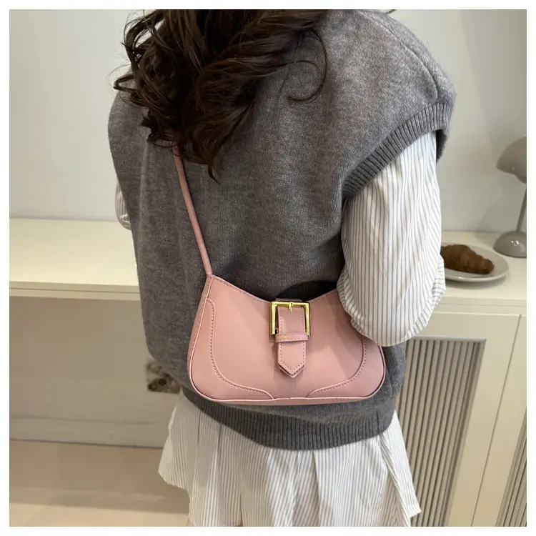 Women's White Crossbody Bag with Gold Buckle — feature 23