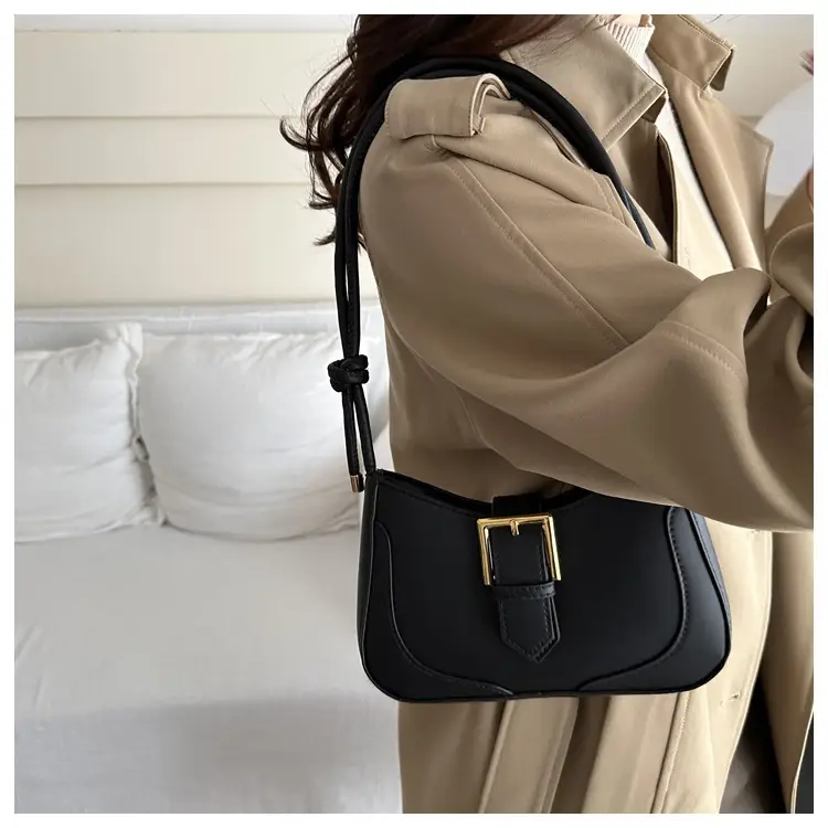 Women's White Crossbody Bag with Gold Buckle — feature 26