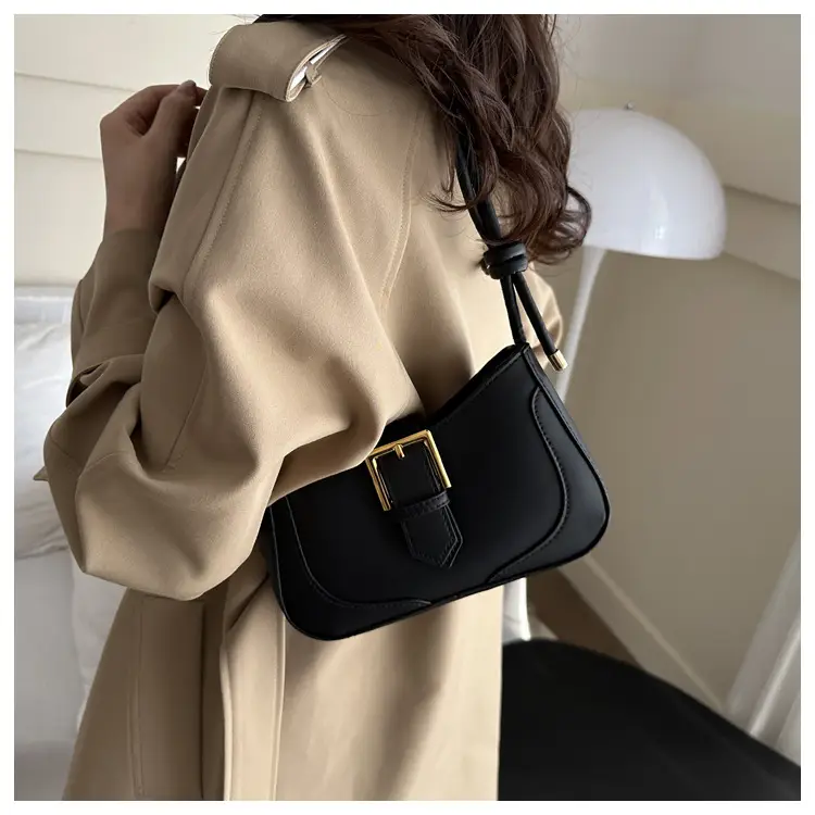 Women's White Crossbody Bag with Gold Buckle — feature 27