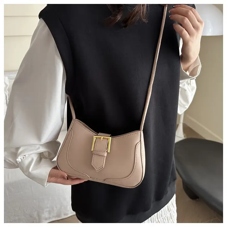 Women's White Crossbody Bag with Gold Buckle — feature 32
