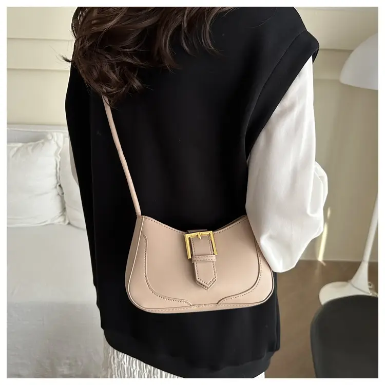 Women's White Crossbody Bag with Gold Buckle — feature 33