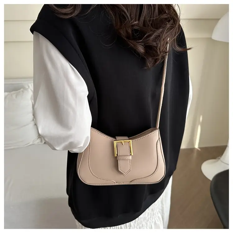Women's White Crossbody Bag with Gold Buckle — feature 34