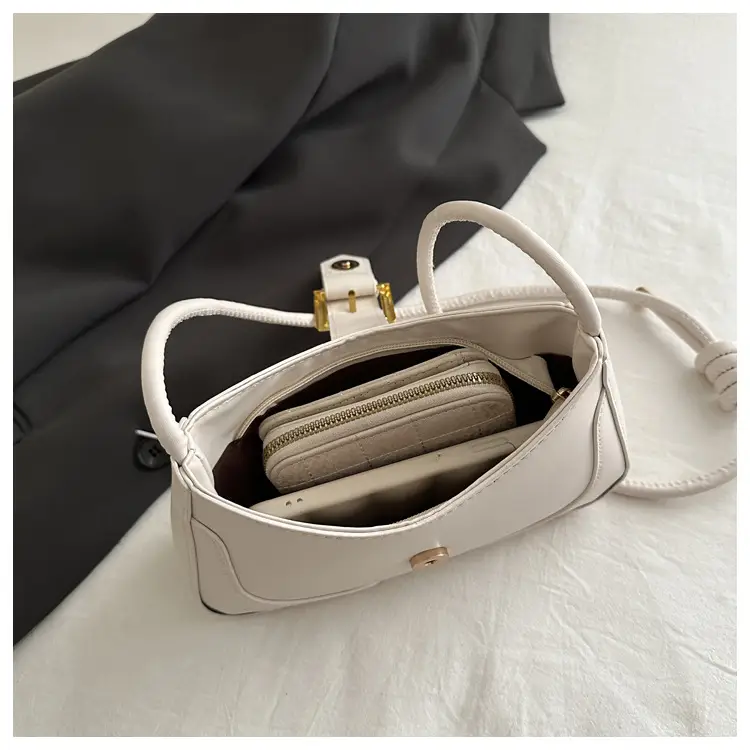 Women's White Crossbody Bag with Gold Buckle — feature 42