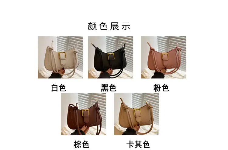 Women's White Crossbody Bag with Gold Buckle — feature 6