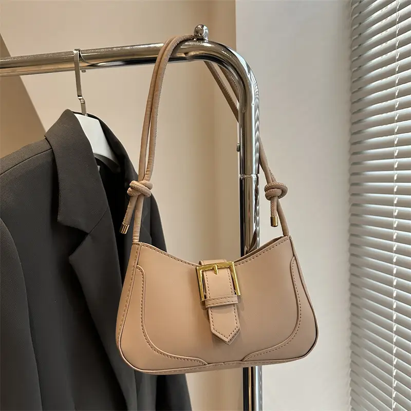 Women's White Crossbody Bag with Gold Buckle