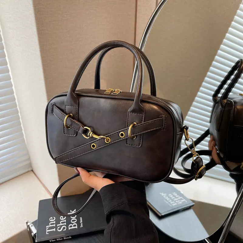 Korean Style Shoulder Bag Women 2024 Autumn Brown Black - Image 4