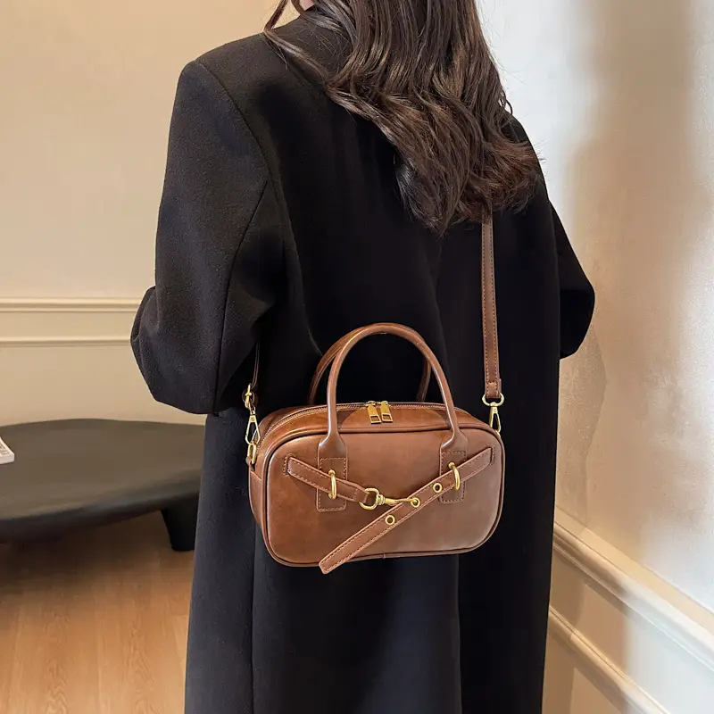 Korean Style Shoulder Bag Women 2024 Autumn Brown Black - Image 5