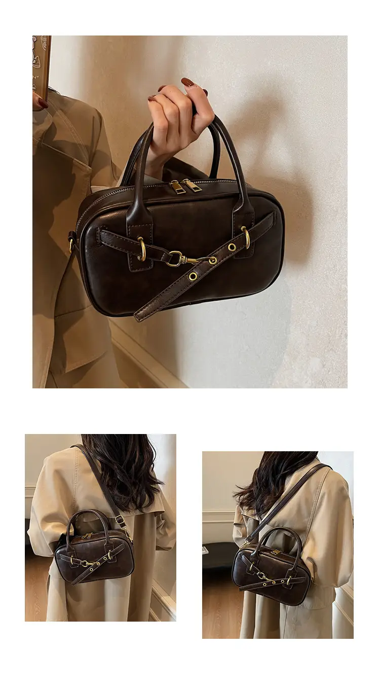 Korean Style Shoulder Bag Women 2024 Autumn Brown Black — feature 13
