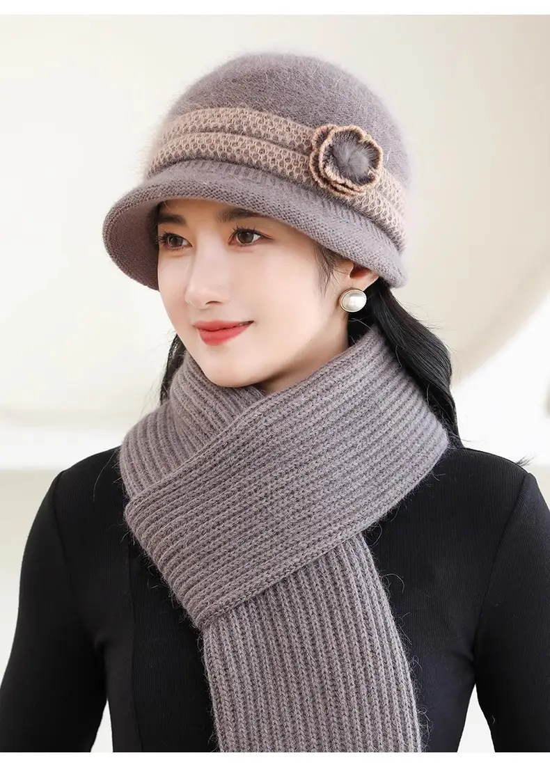 Winter Hat for Children Middle-aged and Elderly Mothers and Grandma Warm Thickened fleece-lined Windproof Rabbit Fur Knitted Wool Hat for Elderly — feature 13