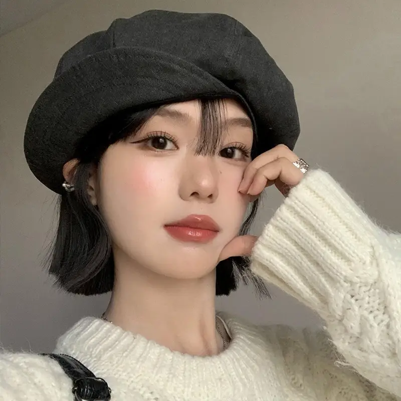 Retro Cloud Cap for Kids Spring Autumn Temperament Artistic Duck Tongue Beret - Image 5