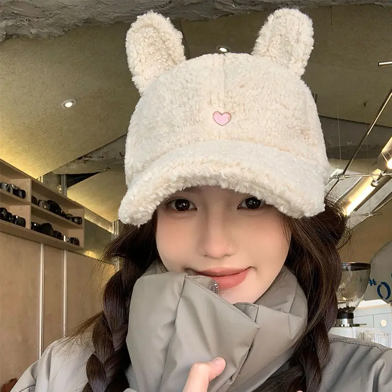 Sweet Rabbit Ears Cap for Girls Winter Warm Face Cover - Image 7