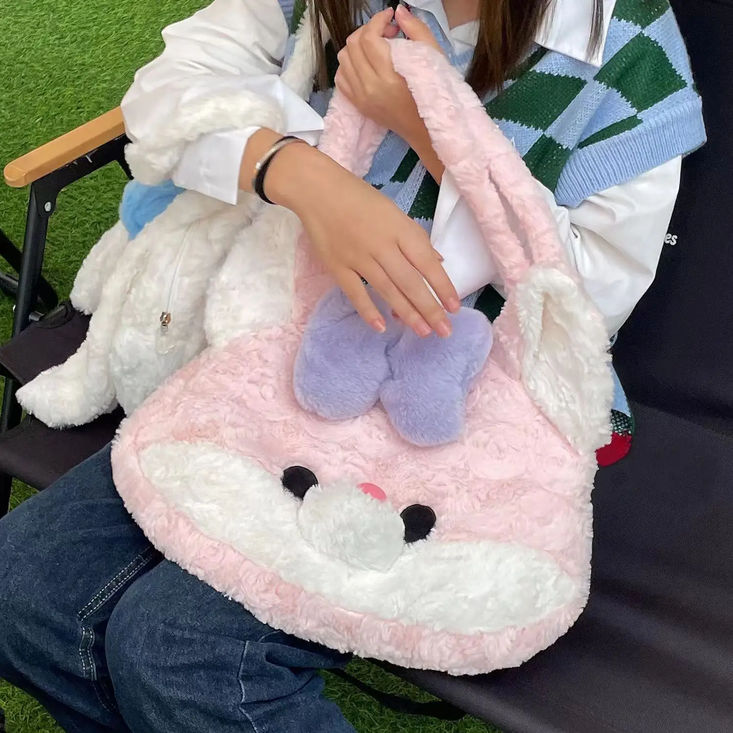 Candy Rabbit Plush Shoulder Bag for Girls - Image 4