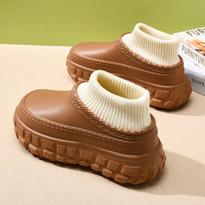 Women's Warm Cotton Slipper Brown Winter - Image 3