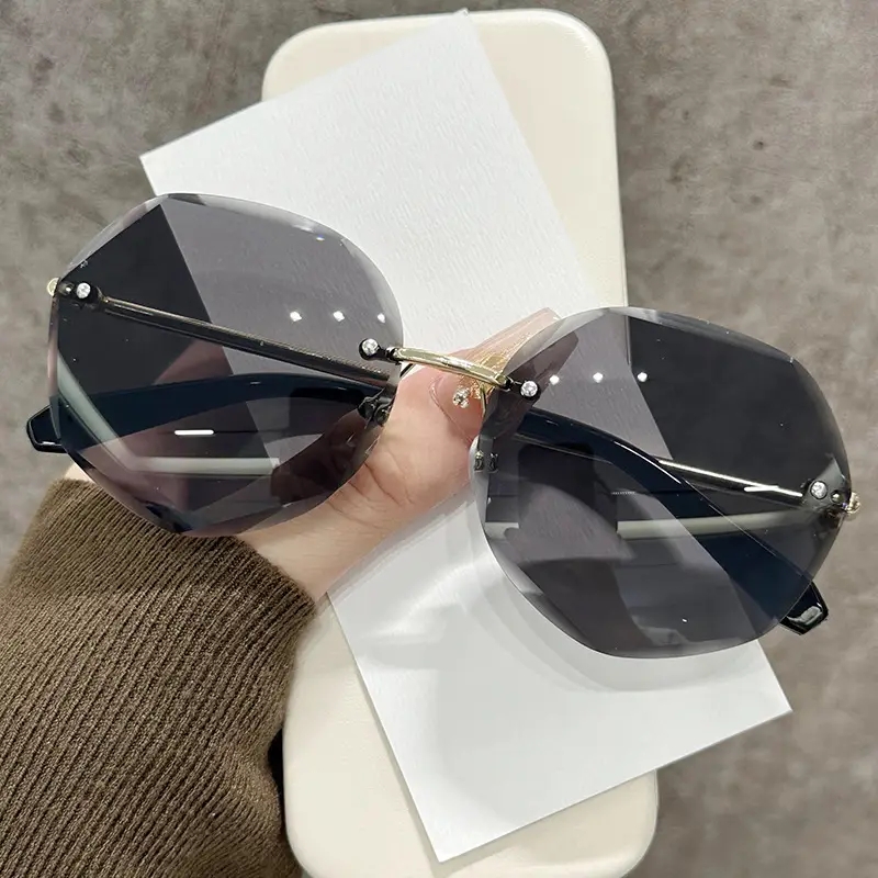 Women's Pink Gradient Polygon Sunglasses Anti-UV - Image 9