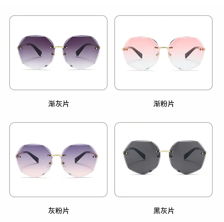 Women's Pink Gradient Polygon Sunglasses Anti-UV β feature 5