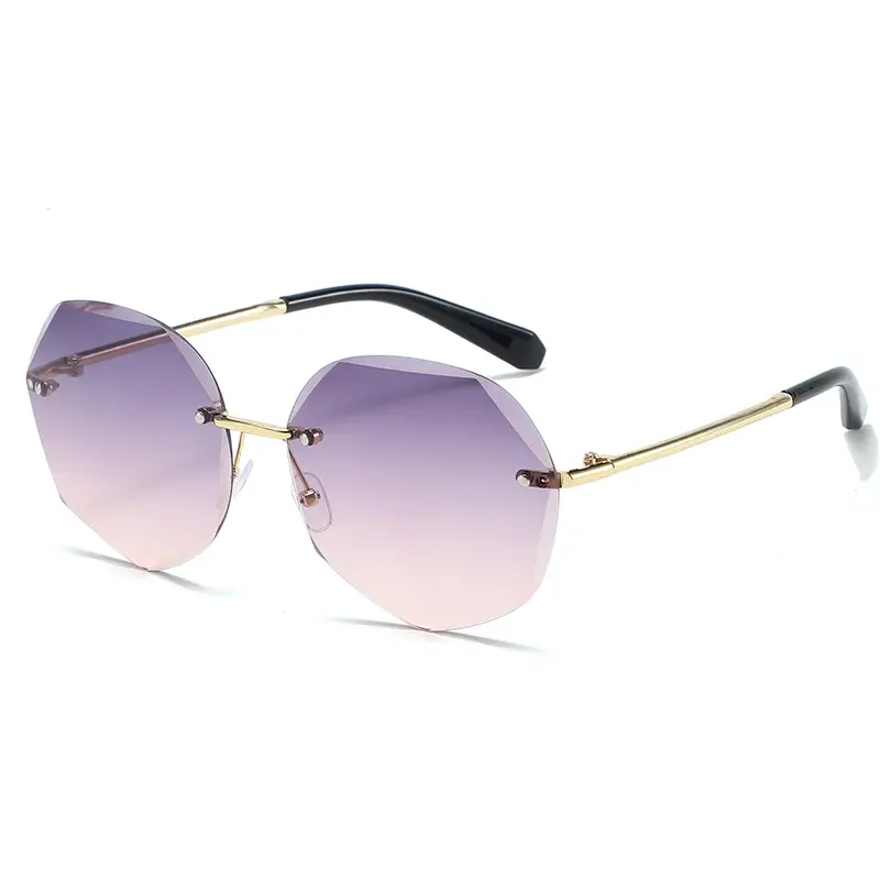Women's Pink Gradient Polygon Sunglasses Anti-UV - Image 3