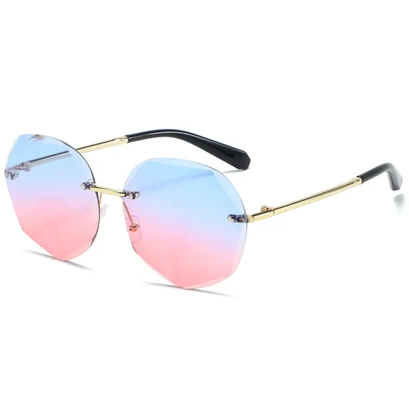 Women's Pink Gradient Polygon Sunglasses Anti-UV - Image 5