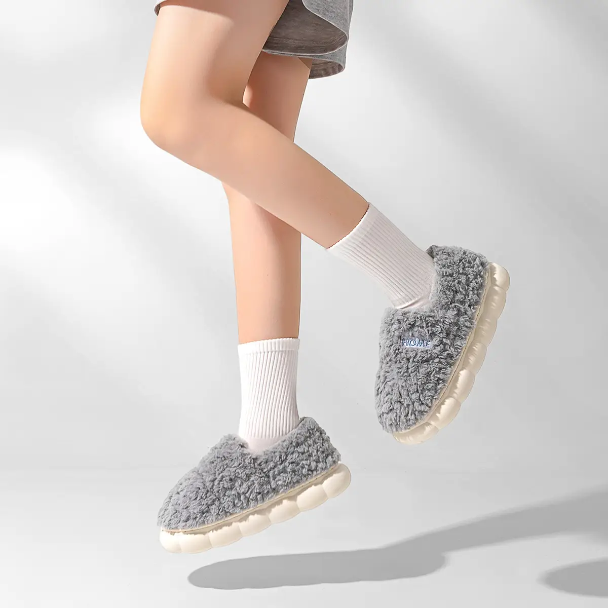Plush Cotton Slippers Green Winter Men's — feature 19