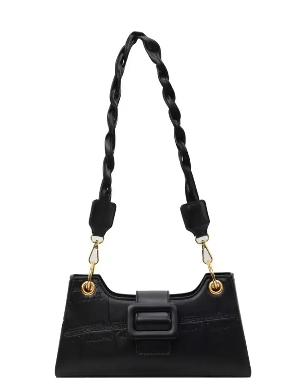 Women's White One-Shoulder Stone Pattern Handbag