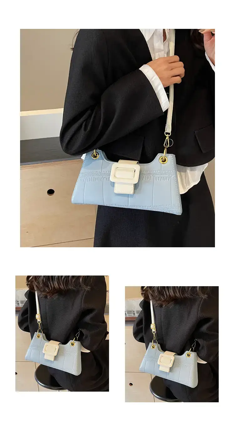 Women's White One-Shoulder Stone Pattern Handbag — feature 10