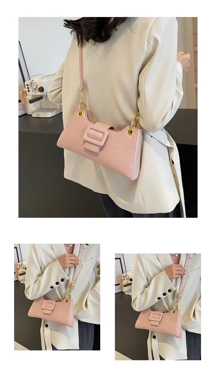 Women's White One-Shoulder Stone Pattern Handbag — feature 12